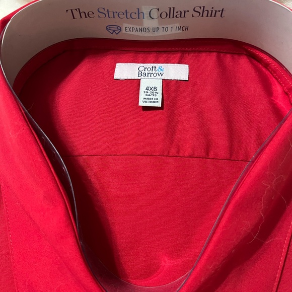 NWT Men's Croft & Barrow 4XB Stretch Collar Long-Sleeve Shirt-Red - Picture 3 of 3